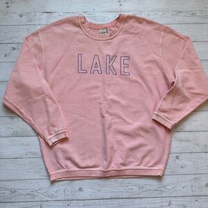 Oat Collection Corded Peach Crew Embroidered LAKE Sweatshirt Large